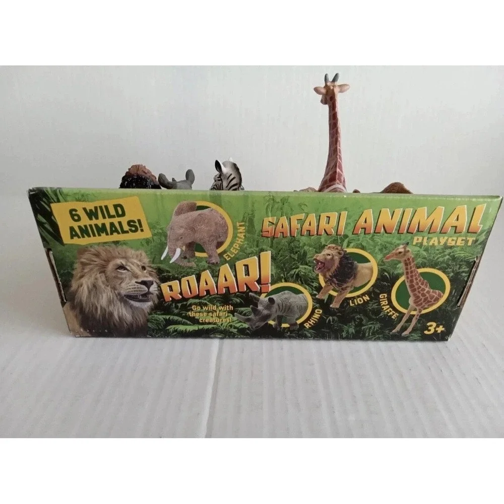 Play Right Safari 6 Wild Animals Playset Tiger Zebra Elephant Rhino Lion Giraffe